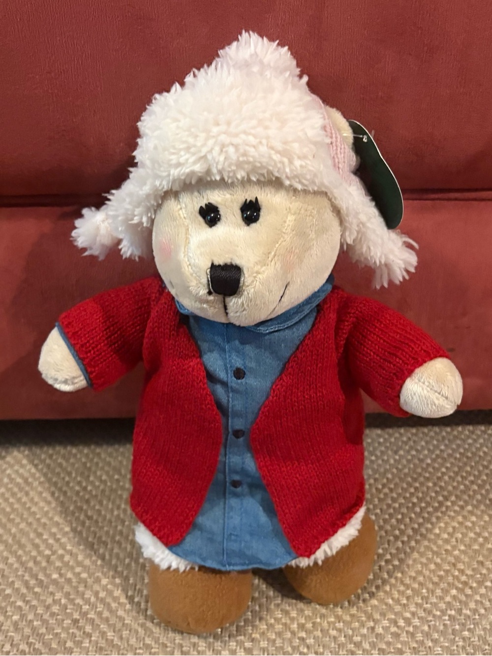 Starbucks 2016 Barista Girl Bear Plush  W/ Tag Red Sweater Pink Hat Boots